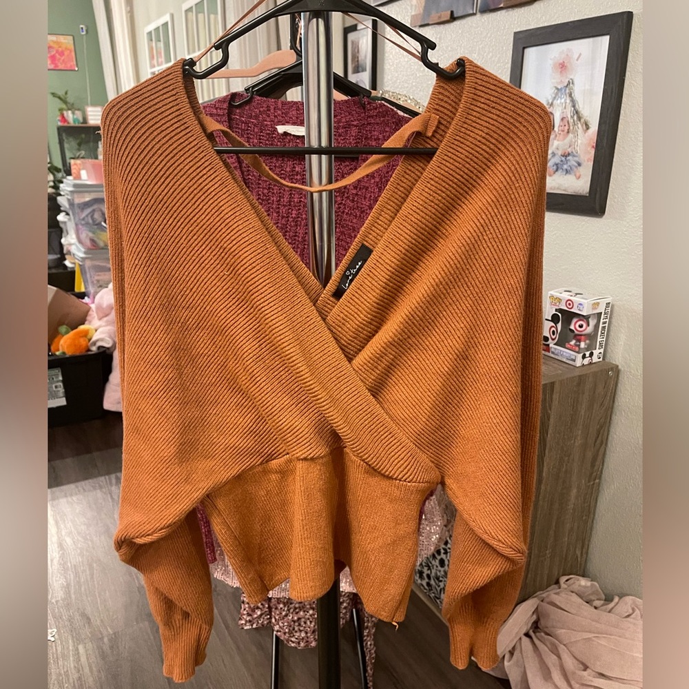 Brown Criss Cross Sweater